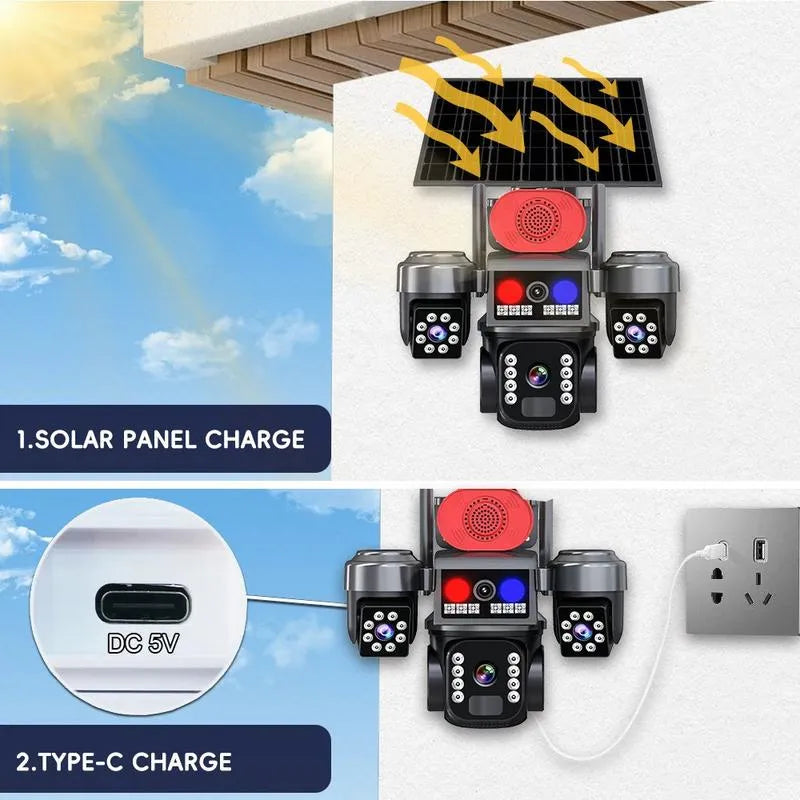 4G Solarna PTZ Sim Kamera sa 3 Objektiva
