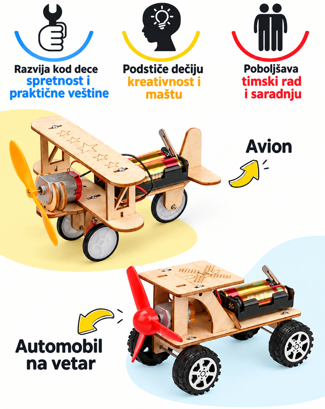 Kreativni drveni set za decu Uradi sam 3+ godina