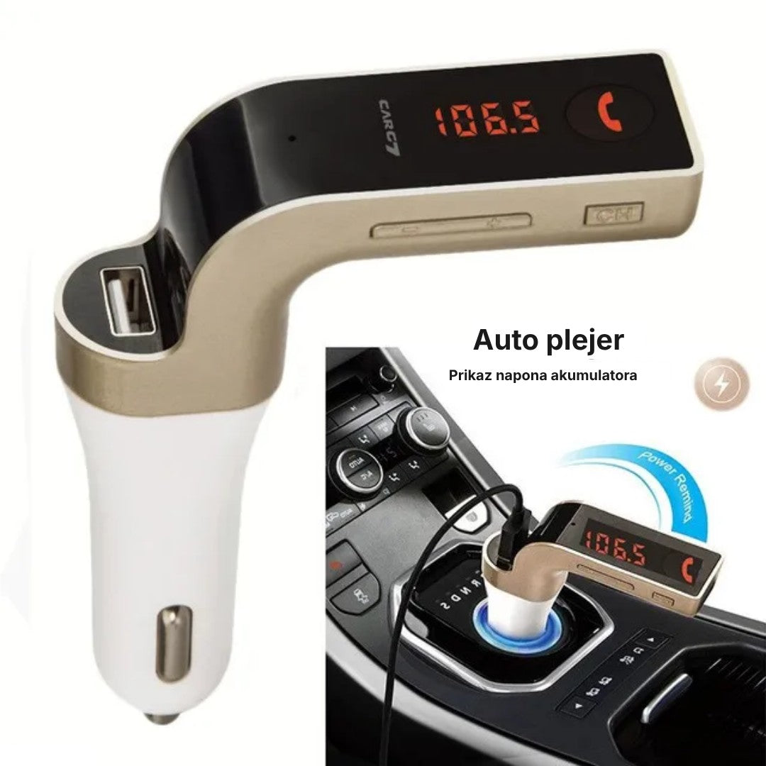 Bluetooth FM transmiter CAR G7 sa LED displejem i USB portom