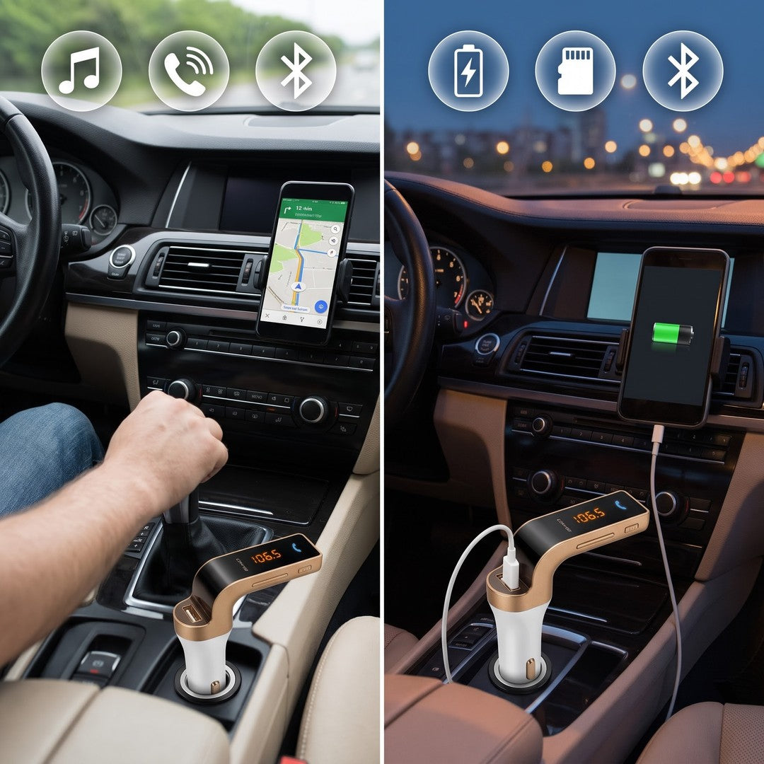 Bluetooth FM transmiter CAR G7 u autu – muzika, pozivi i punjenje telefona