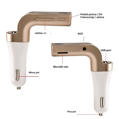 CAR G7 delovi – jačina, AUX, USB port, microSD slot