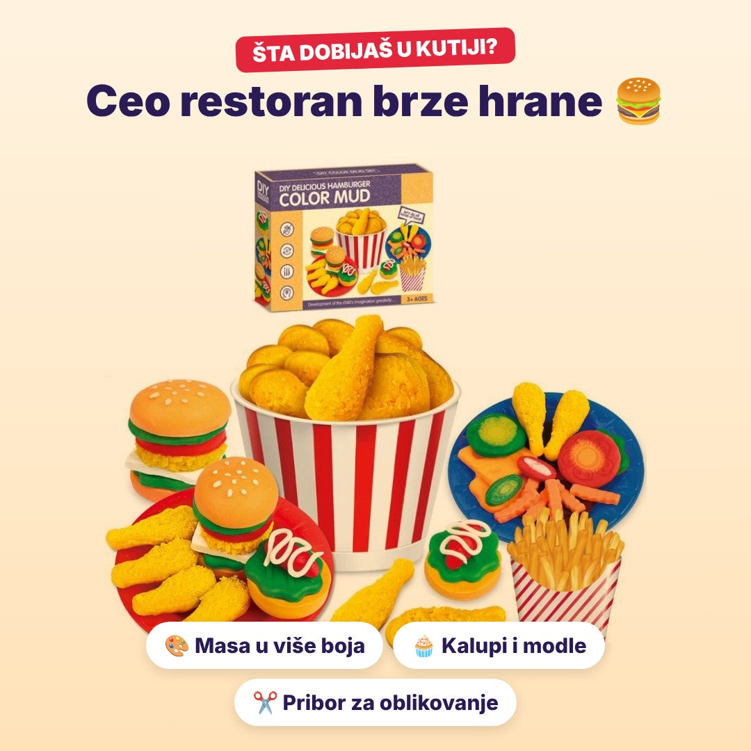 Šta dobijaš u kutiji – masa u više boja, kalupi i pribor za oblikovanje