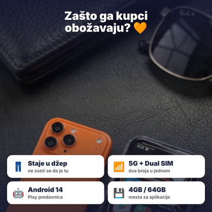Zašto kupci vole mini telefon – 5G, Dual SIM, Android 14, 4GB/64GB