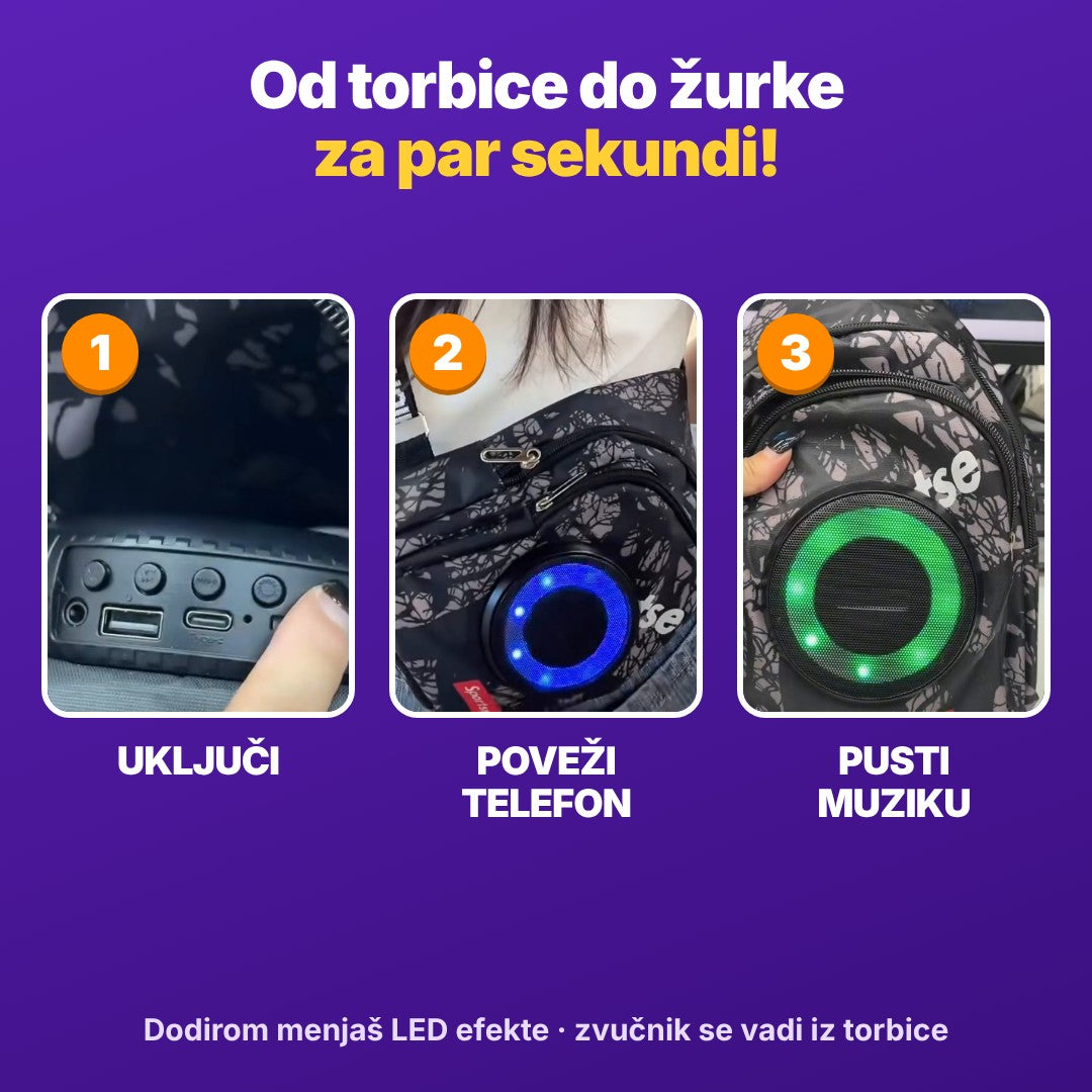 Od torbice do žurke u 3 koraka – uključi, poveži telefon, pusti muziku