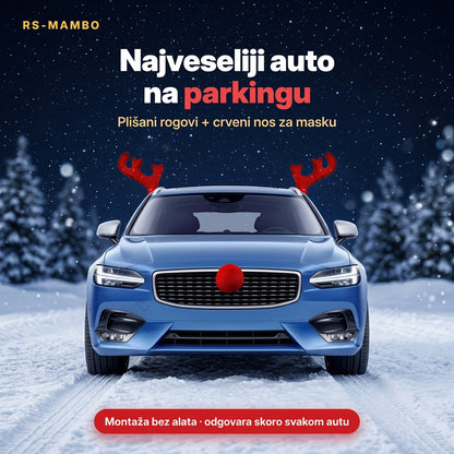 Irvasovi rogovi za auto sa LED lampicama i crvenim nosom
