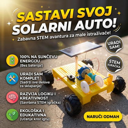 Solarni auto za sklapanje na suncu – STEM igračka za decu bez baterija