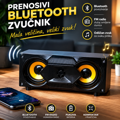 Sova prenosivi Bluetooth zvučnik sa FM radiom i dva zvučnika